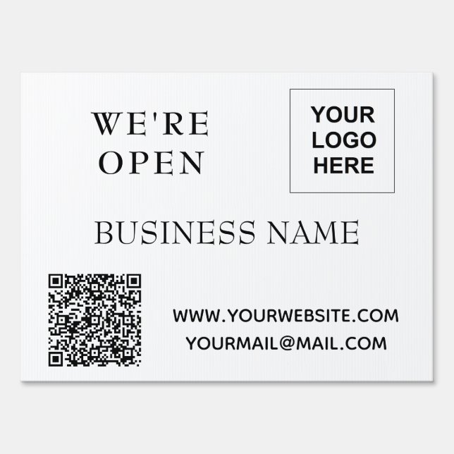 We are open Business Store Simple Template Minimal Sign (Front)