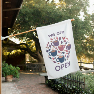 WE ARE OPEN Coffee Mugs Colorful Pattern House Flag