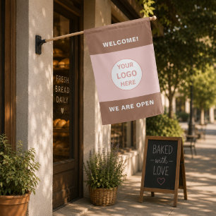 We Are Open Custom Logo Bakery Sign Flag