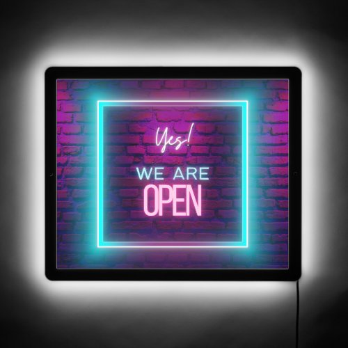 We Are Open Purple Neon Illuminated Sign