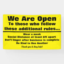 We Are Open Sign with additional rules