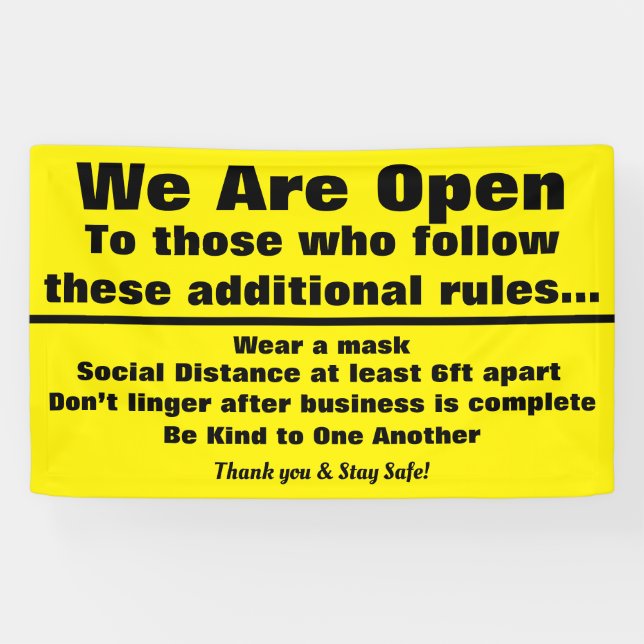 We Are Open Sign with additional rules (Horizontal)