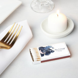 We are over the moon baby shower blue thankyou matchboxes