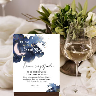 We are over the moon baby shower blue Time Capsule Poster