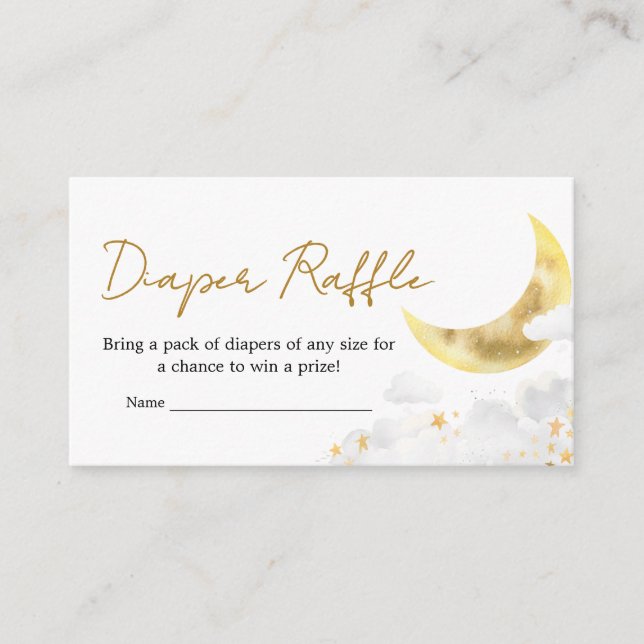 We are Over the Moon Baby Shower Diaper Raffle Enclosure Card (Front)