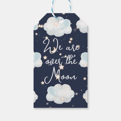 We Are Over The Moon Baby Shower Gift Tag