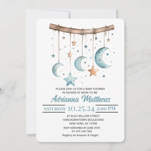 We are Over the Moon Baby Shower Invitation (Front)