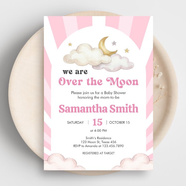 We are Over the Moon Baby Shower Invitation (Over the Moon Baby Shower Invitation)