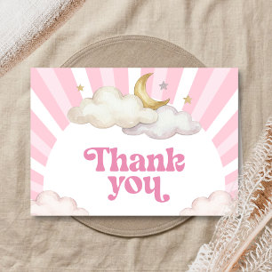 We are Over the Moon Baby Shower Letterpress Thank You Card