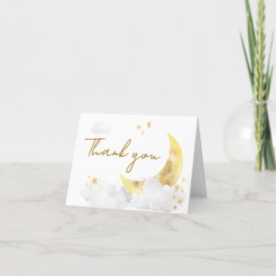 We are Over the Moon Baby Shower Letterpress Thank You Card