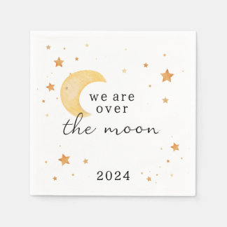 “We are over the moon” baby shower paper napkin