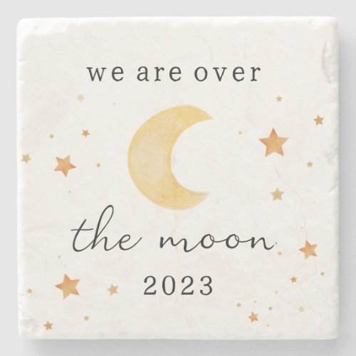 We are over the moon baby shower paper napkin Stone Coaster