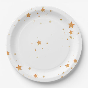 “We are over the moon” baby shower paper plates