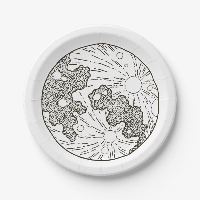 We Are Over The Moon Baby Shower  Paper Plates (Front)