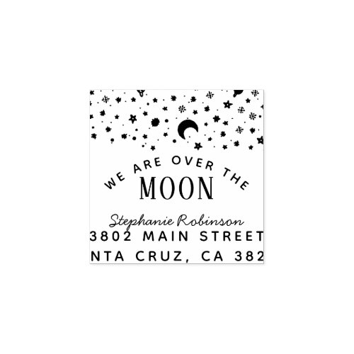 We Are Over The Moon Baby Shower Return Address Rubber Stamp - We Are Over The Moon Baby Shower Return Address Rubber Stamps by Eugene Designs.
