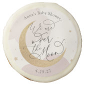 We Are Over the Moon Baby Shower Sugar Cookie (Front)