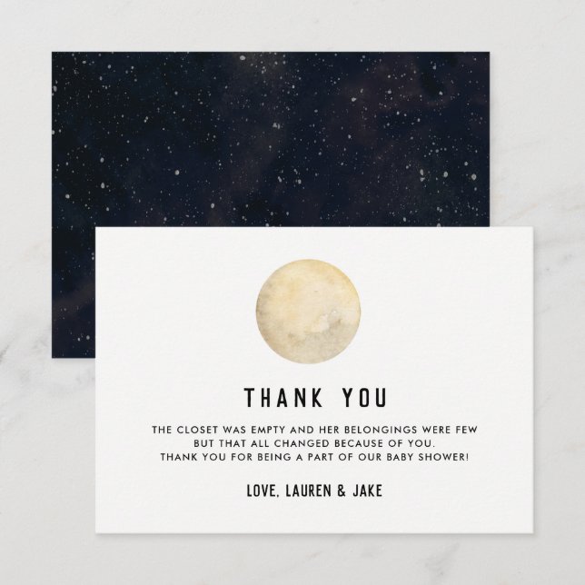 We Are Over The Moon Baby Shower Thank You Cards (Front/Back)