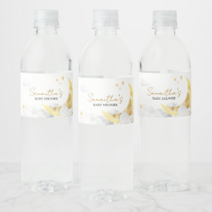 We are Over the Moon Baby Shower Water Bottle Label