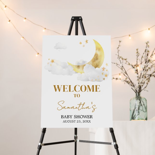 We are Over the Moon Baby Shower Welcome Sign (In Situ (Stand))