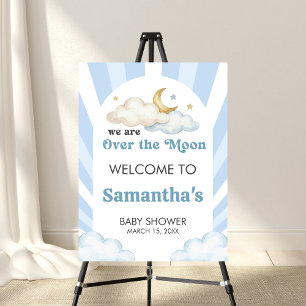 We are Over the Moon Baby Shower Welcome Sign