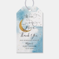 We Are Over The Moon Blue Gold Baby Shower  Gift Tags