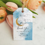 We Are Over The Moon Blue Gold Baby Shower  Gift Tags<br><div class="desc">Dreamy boy's baby shower favor tag featuring watercolor texture in blue on the back with faux gold glitter moon and stars. The text says "we're over the moon." "Thank you for celebrating with us."</div>
