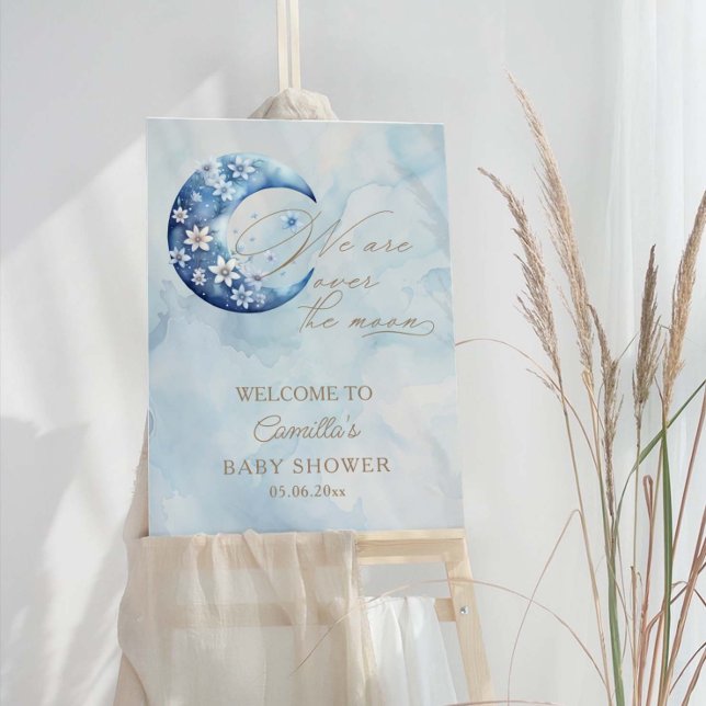 We Are Over The Moon Boy Baby Shower Foam Board (Creator Uploaded)