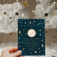 We are Over the Moon Cute Golden Star Baby Shower