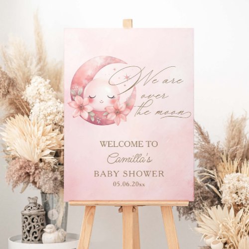 We Are Over The Moon Girl Baby Shower Foam Board
