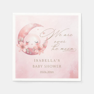 We Are Over The Moon Girl Baby Shower Napkins