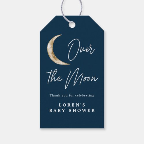 We Are Over The Moon Indigo Baby Shower Thank You Gift Tags