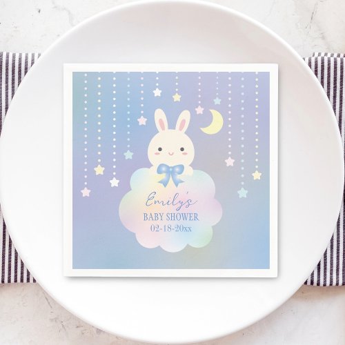 We Are Over the Moon Little Bunny Boy Baby Shower Napkins