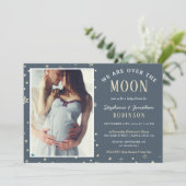 We Are Over The Moon Photo Baby Shower Invitation (Standing Front)