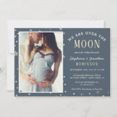 We Are Over The Moon Photo Baby Shower Invitation (Front)