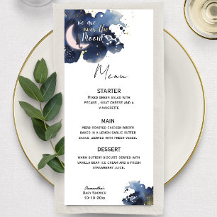 We are over the Moon Rustic baby shower Menu