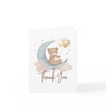 We Are Over The Moon Teddy Bear Baby Shower Thank You Card