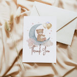 We Are Over The Moon Teddy Bear Baby Shower Thank You Card<br><div class="desc">Watrcolor Over The Moon Brown and Gold Balloons Thank You Card for Baby Shower party.
Editable Teddy Bear Thank You Card. This is a card template,  You can personalize the card,  change the text as you wish!</div>