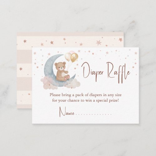 We Are Over The Moon Teddy Bear Diaper Raffle Note Card