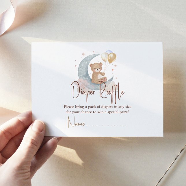 We Are Over The Moon Teddy Bear Diaper Raffle Note Card (Creator Uploaded)