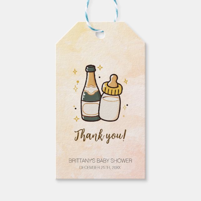 We Are Popping Bottles Baby Shower Gift Tag (Front)