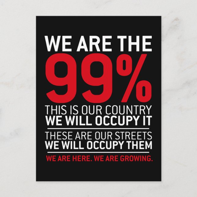 We are the 99% - 99 percent occupy wall street postcard (Front)
