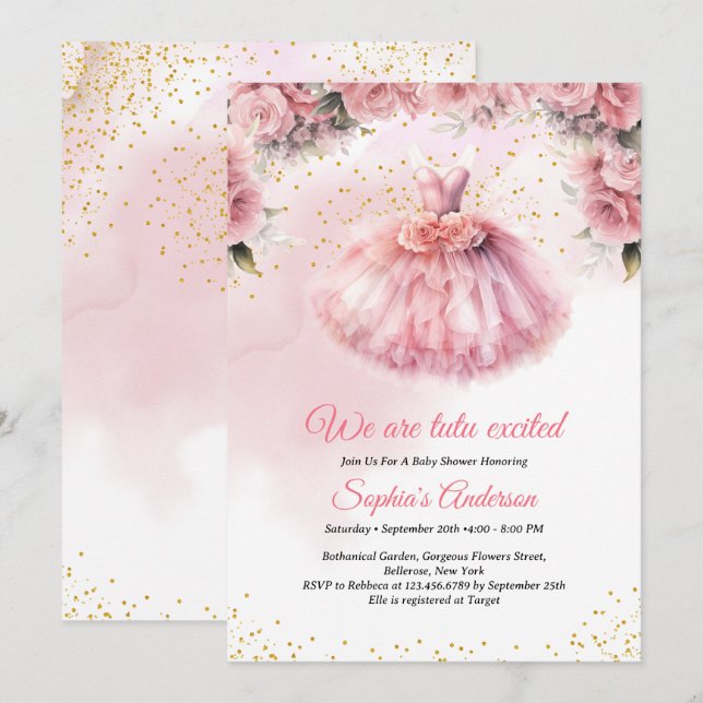 We Are Tutu Excited Baby Shower Invitation  (Front/Back)
