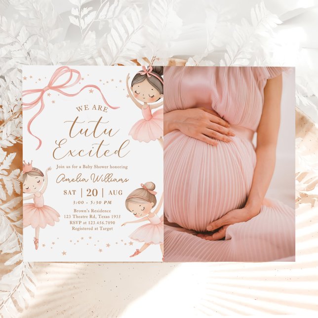 We Are Tutu Excited Ballerina Baby Shower Photo Invitation (Creator Uploaded)