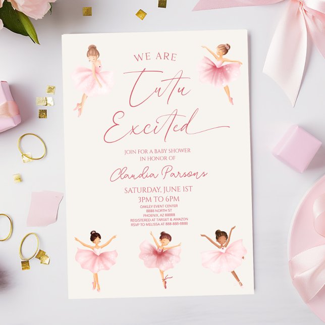 We Are Tutu Excited Ballerina Ballet Baby Shower Invitation (Creator Uploaded)