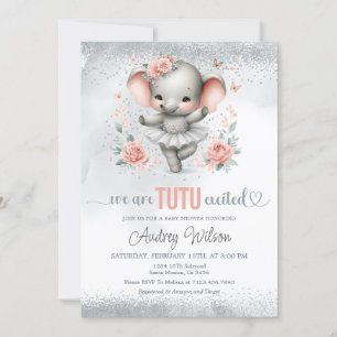 We are Tutu Excited Ballerina Elephant Baby Shower Invitation