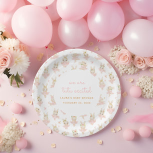 we are tutu excited ballerina pink Baby Shower Paper Plates