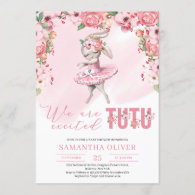 We are tutu excited bunny floral girl Baby Shower Invitation