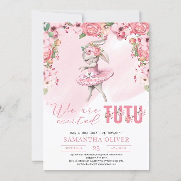 Tutu excited baby shower hot sale invitations