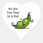 We Are Two Peas In A Pod Heart Sticker at Zazzle