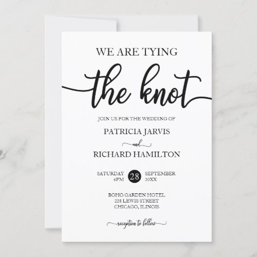 We Are Tying The Knot Chic Calligraphy Wedding Invitation
